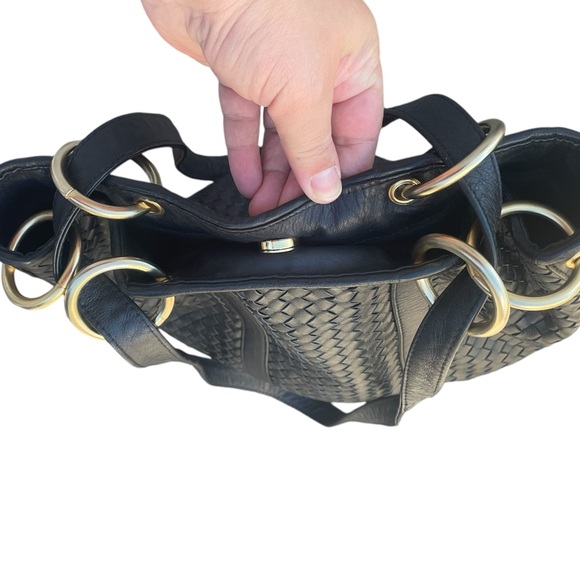 Vintage Ganson Black Faux Leather, Woven Shoulder Bag, EUC - Picture 4 of 6